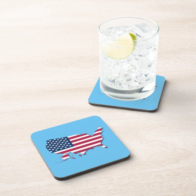 Porta-copo Estados Unidos Mapa e Bandeira Branco Azul (Lado Direito)