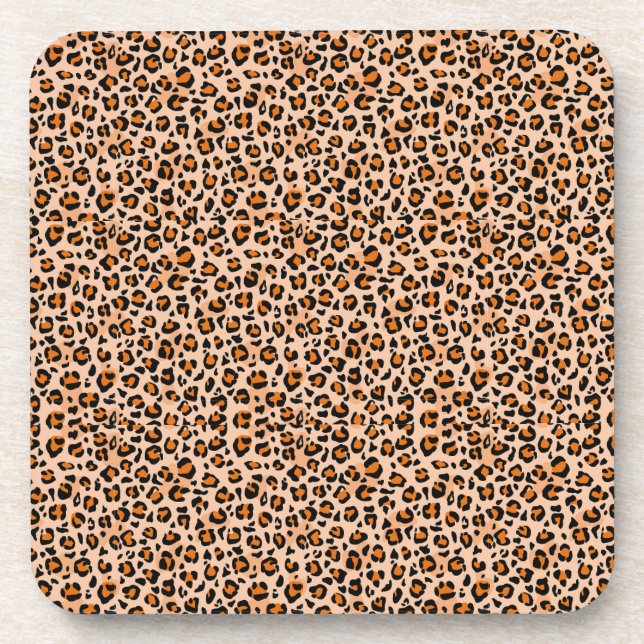 Porta-copo Estampa de leopardo laranja e marrom (Frente)