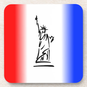 Porta-copo Estátua da Liberdade Faixa Vermelha Branca Azul