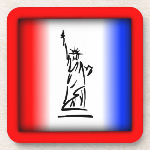 Porta-copo Estátua da Liberdade Vermelho Branco Azul Faixa