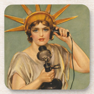 Porta-copo Estátua Vintage da Liberdade, Anúncio de Guerra Pa