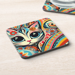 Porta-copo Estilo de Talavera Gatinho Gatinho Abstrato de Art
