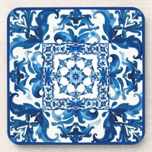 Porta-copo estilo italiano,Mediterrâneo,mosaico,azul,