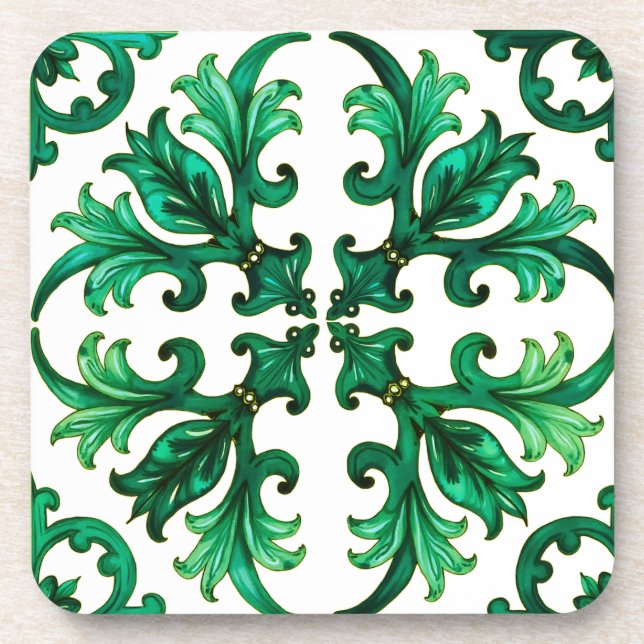 Porta-copo Estilo italiano,mosaico,verde (Frente)