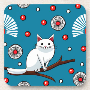 Porta-copo Estilo Japonês de Gato Branco Doce