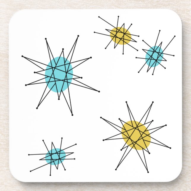 Porta-copo Estilo moderno do meio século, Starburst atômico (Frente)