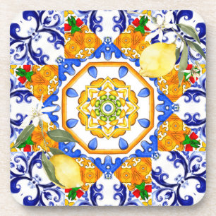 Porta-copo Estilo siciliano,limões,majolica