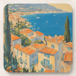 Porta-copo Estilo Vintage Cote D'Azur French Viagem Watercolo