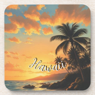 Porta-copo Estilo Vintage Havaiano Viagem Costa Mar Pôr-do-So