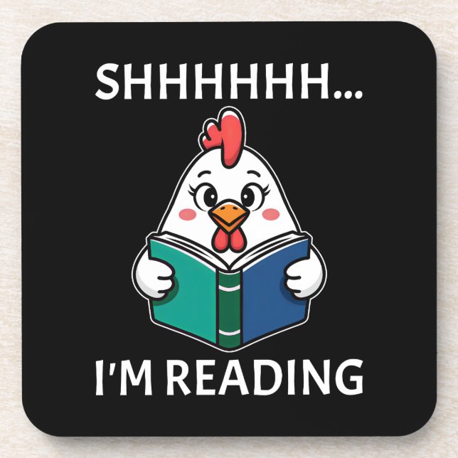 Porta-copo Estou lendo livro lendo livro de frango (Frente)