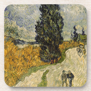 Porta-copo Estrada com ciprestes, 1890 de Vincent van Gogh