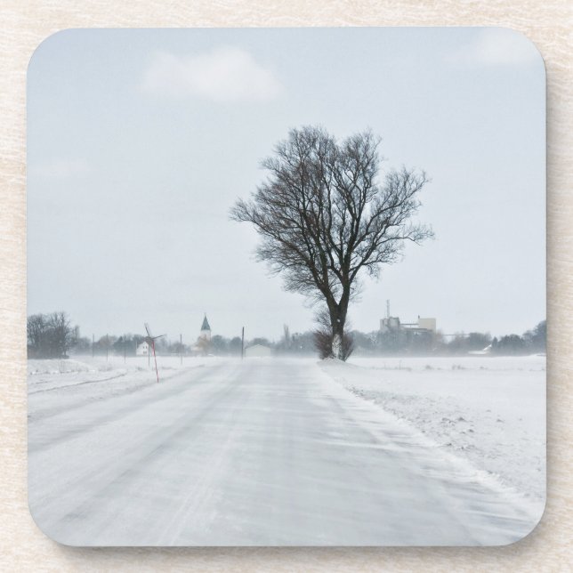 Porta-copo Estrada de inverno rural (Frente)