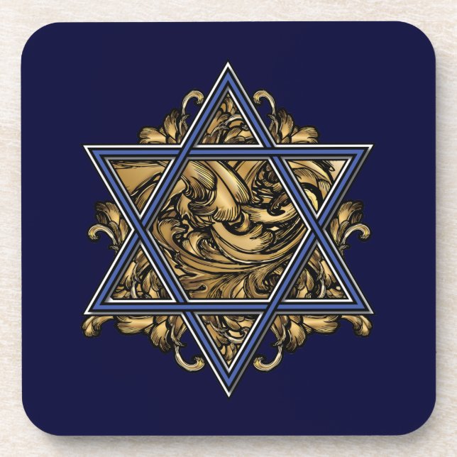 Porta-copo Estrela de David Dourado (Frente)