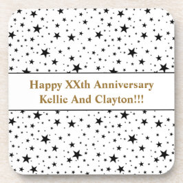 Porta-copo Estrelas Brancas/Pretas Personalizadas com Anivers