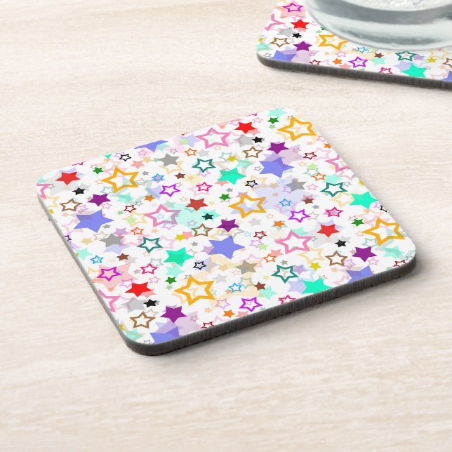 Porta-copo Estrelas Coloridas Brancas  (Left Side)