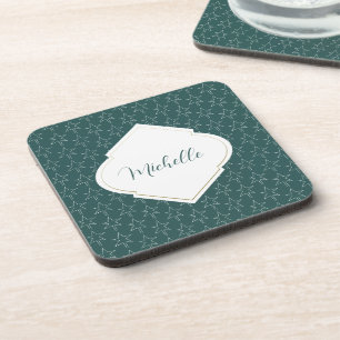 Porta-copo Estrelas de Natal Monogramadas Pinheiro Verde