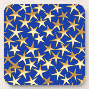 Porta-copo Estrelas Douradas em azul cobalto