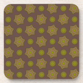 Porta-copo Estrelas e círculos em castanho e verde