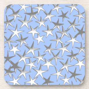 Porta-copo Estrelas prateadas, em azul pálido