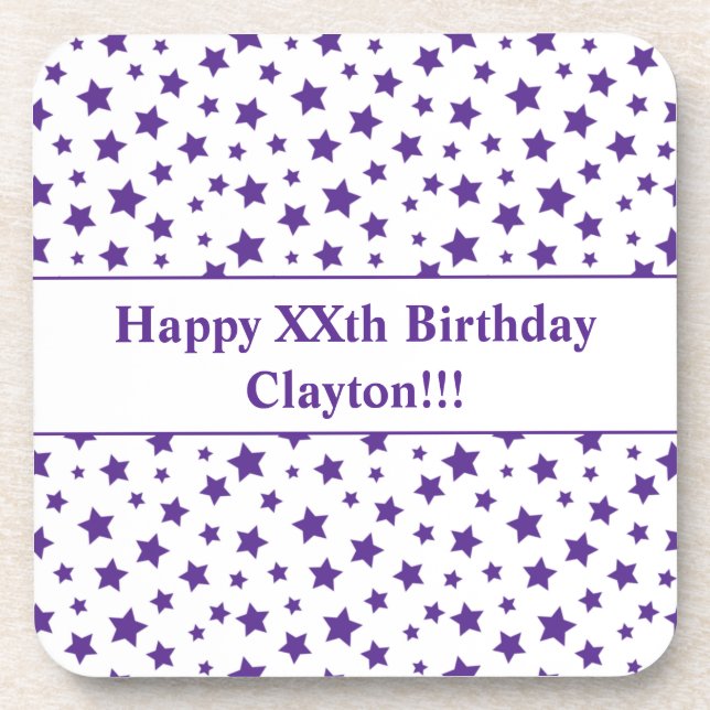 Porta-copo Estrelas Purple Personalizadas com Festa de aniver (Frente)