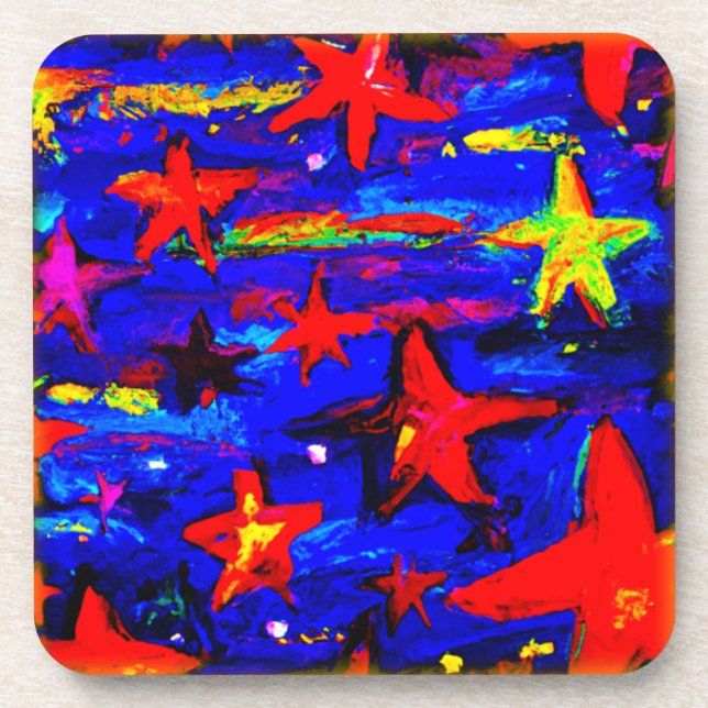 Porta-copo Estrelas Vermelhas Coloridas. Comprar Agora (Frente)