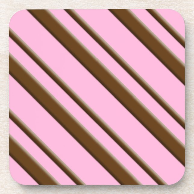Porta-copo Estrias de doces, cor-de-rosa e castanho de chocol (Frente)