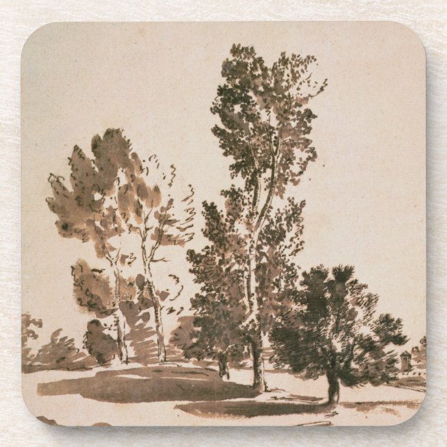 Porta-copo Estudo da árvore (caneta & tinta no papel) (Frente)