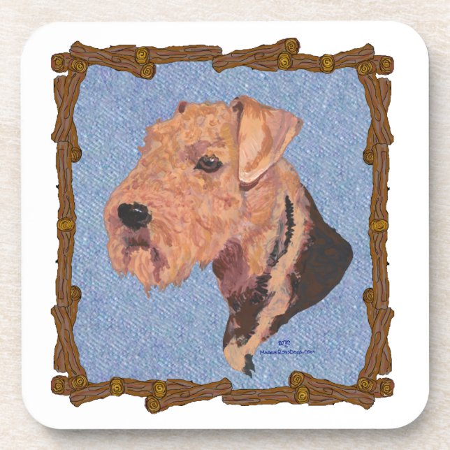 Porta-copo Estudo da Cabeça do Airedale Terrier (Frente)