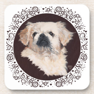 Porta-copo Estudo de Cabeça de Pekingês Branco
