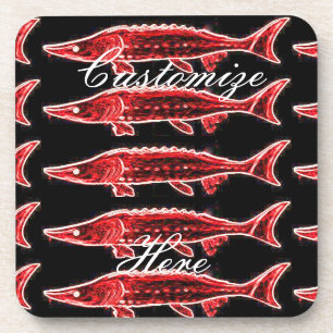 Porta-copo esturjão vermelho preto