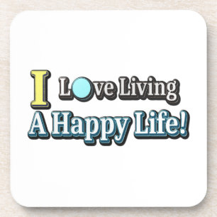 Porta-copo "Eu Adoro Viver Uma Vida Feliz" Design. Comprar Ag