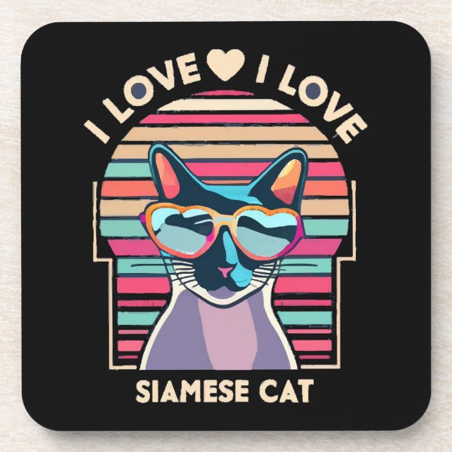 Porta-copo Eu amo gato siamês (Frente)