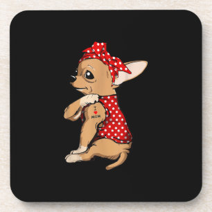 Porta-copo Eu Amo Mamãe Tattoo Engraçado Cachorro Chihuahua