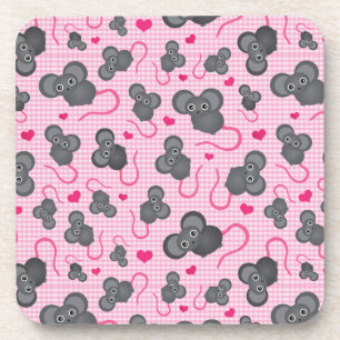 Porta-copo Eu amo meu teste padrão do rato no rosa