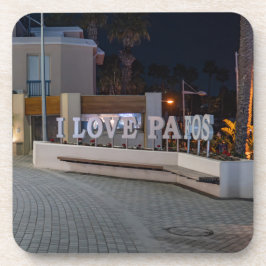 Porta-copo Eu amo o sinal de Pafos à noite