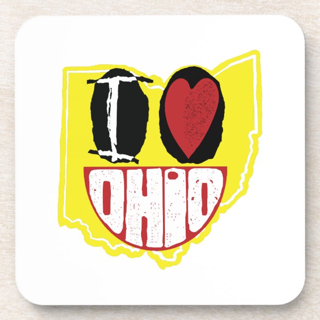 Porta-copo Eu Amo Ohio Sorrindo De Rosto Feliz (Frente)