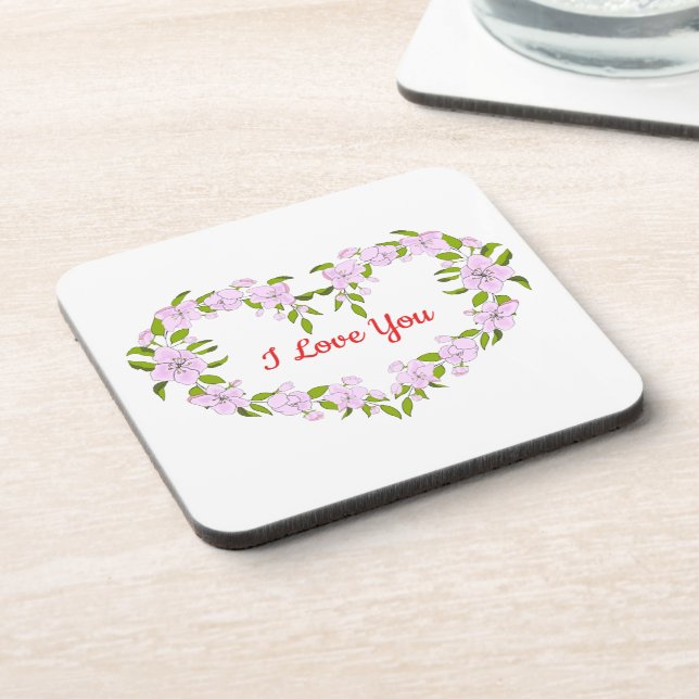 Porta-copo Eu amo você Flores fofas (Left Side)