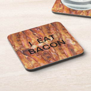 Porta-copo Eu Como Texto Bacon com Fundo