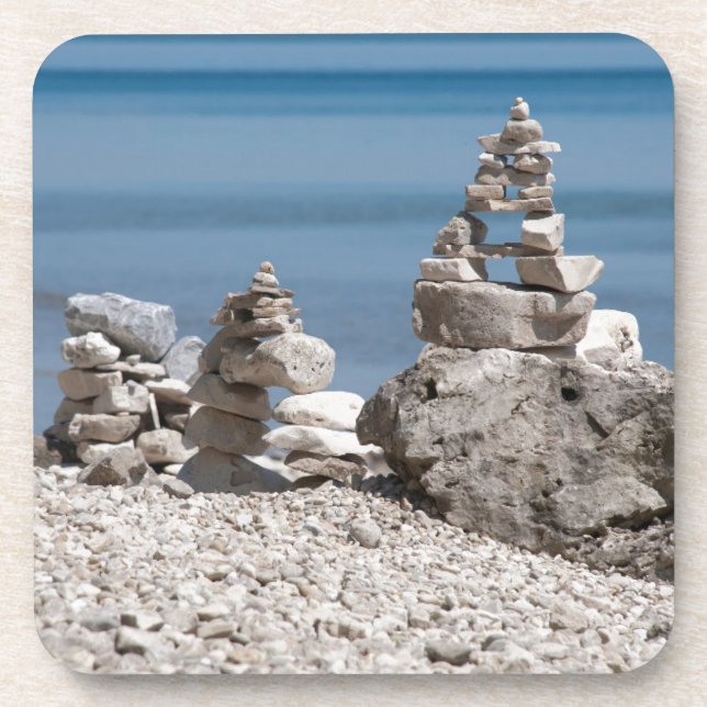 Porta-copo EUA, Michigan. Torres De Pedra Na Praia (Frente)