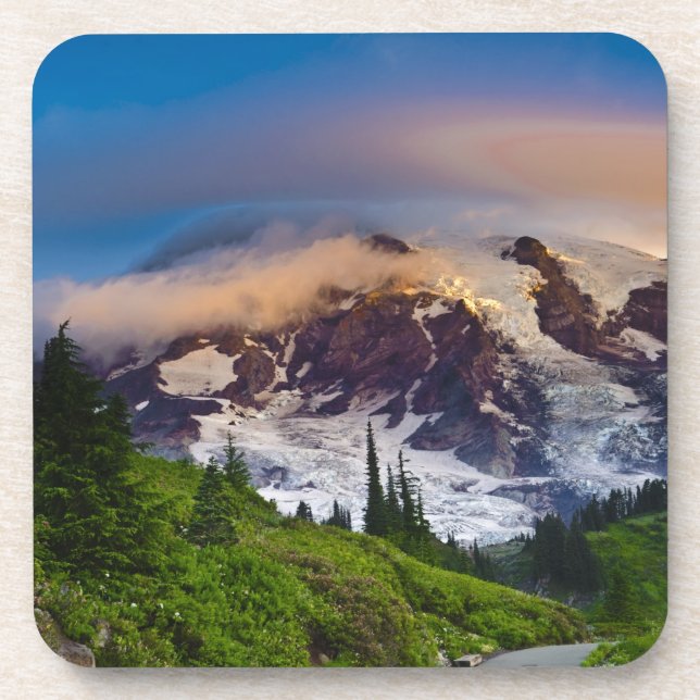Porta-copo EUA, Washington, Mt. Rainier. Sol da manhã (Frente)