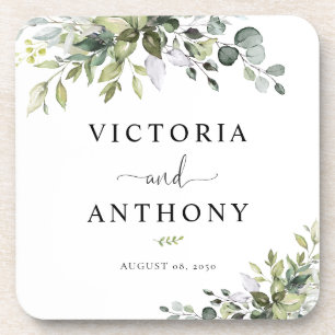 Porta-copo Eucalyptus Square Wedding Coaster