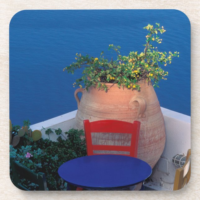 Porta-copo Europa, Grécia, Santorini. Terra com vista ao mar (Frente)