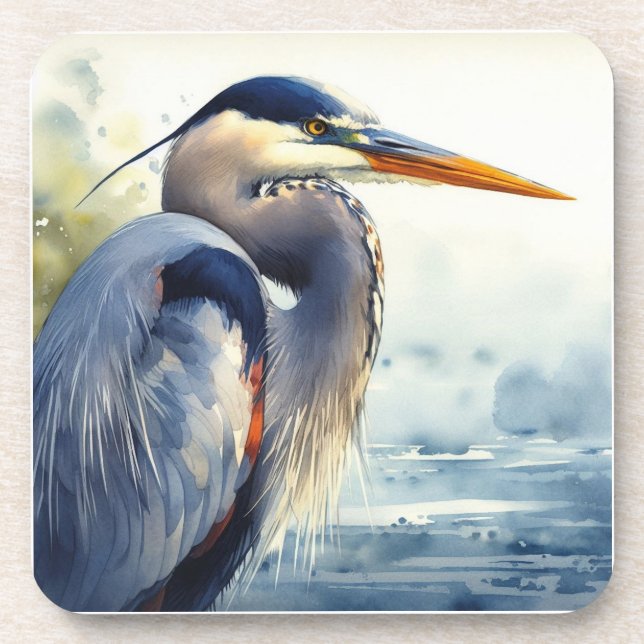 Porta-copo Excelente Blue Heron Wildlife Wetlands Bird Art Na (Frente)