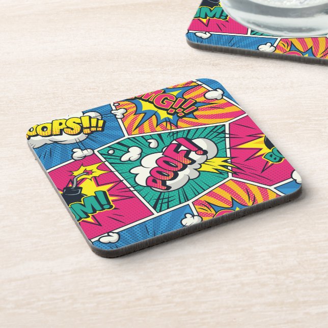 Porta-copo Explosão em quadrinhos retrorativa - Arte em Pop v (Left Side)