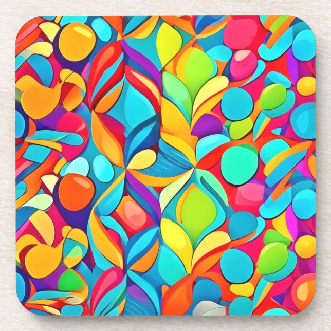 Porta-copo Explosão Floral Abstrata Vibrante (Frente)