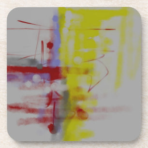 Porta-copo Expressionista de Abstrato Amarelo cinza Vermelho