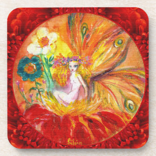 Porta-copo FAIRY OF FLOWERS Red Yellow Fantasy