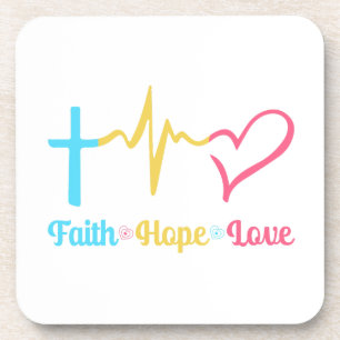 Porta-copo Faith Hope Love Hearts