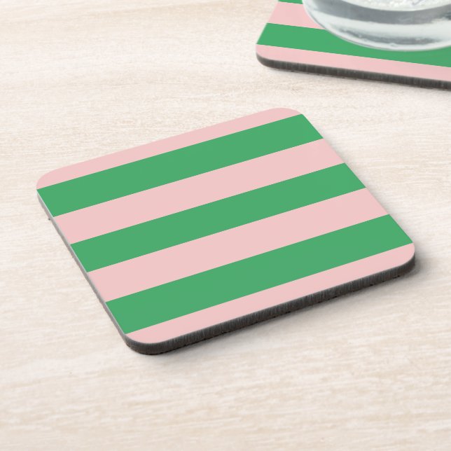 Porta-copo Faixa Horizontal Rosa e Verde | Quaisquer dimensõe (Left Side)