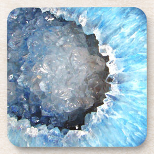 Porta-copo Falln Geode de cristal azul